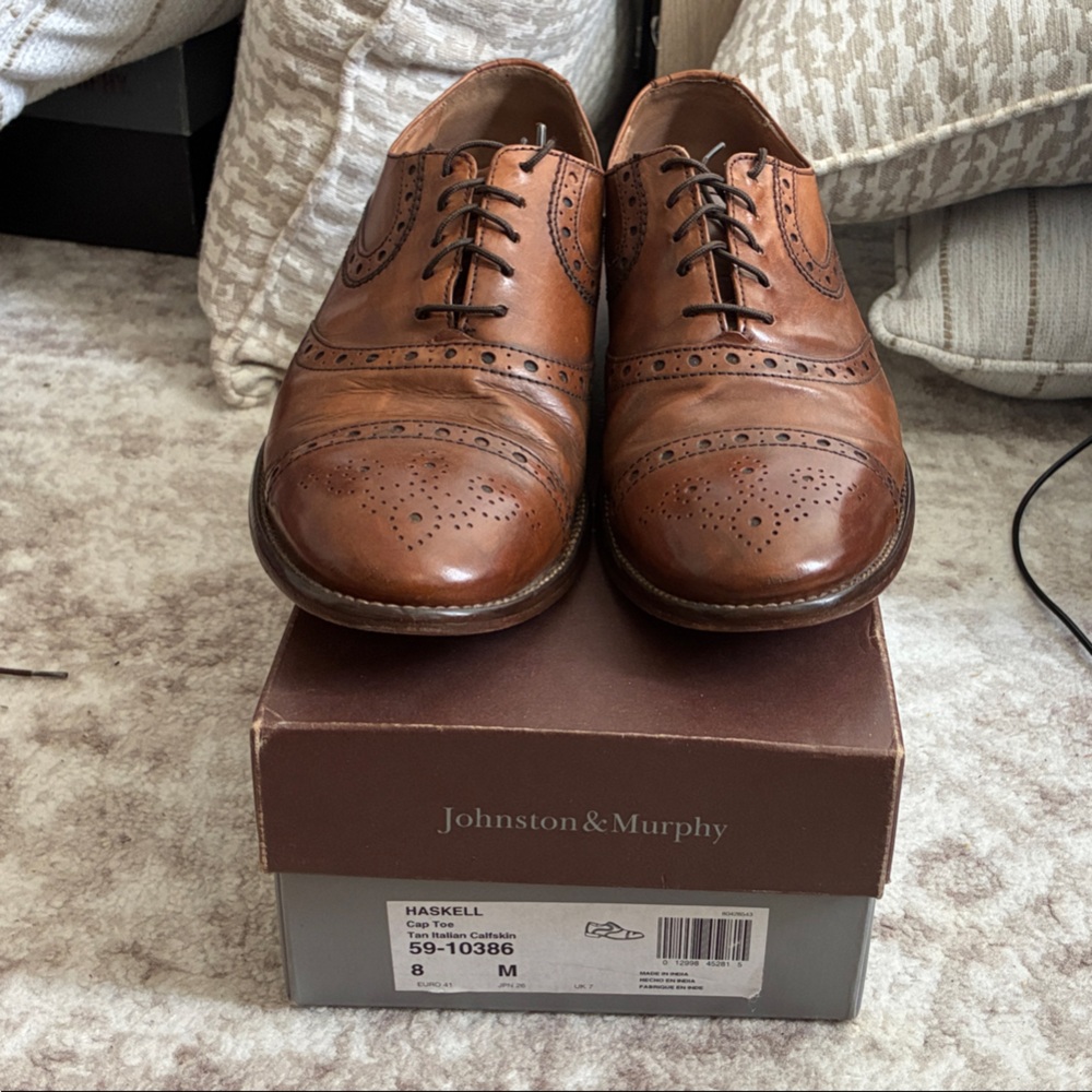 Johnston & Murphy Men's Tan Oxford Shoes